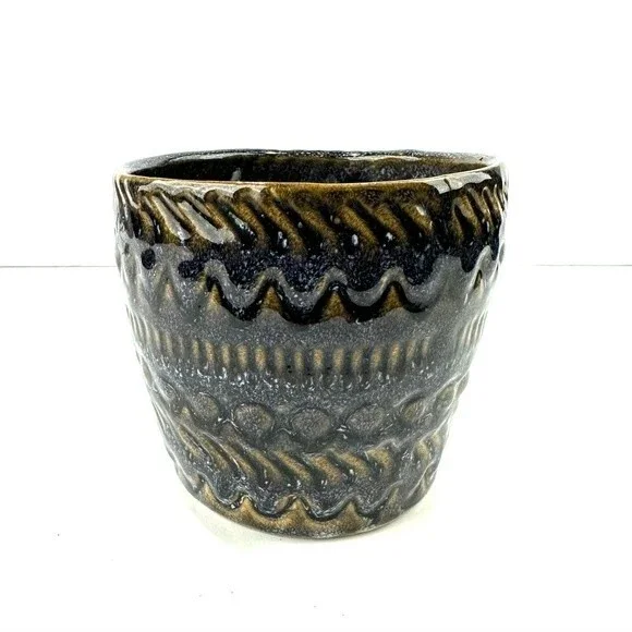 Glazed Batik Style Vessel Blue - Picture 1 of 7